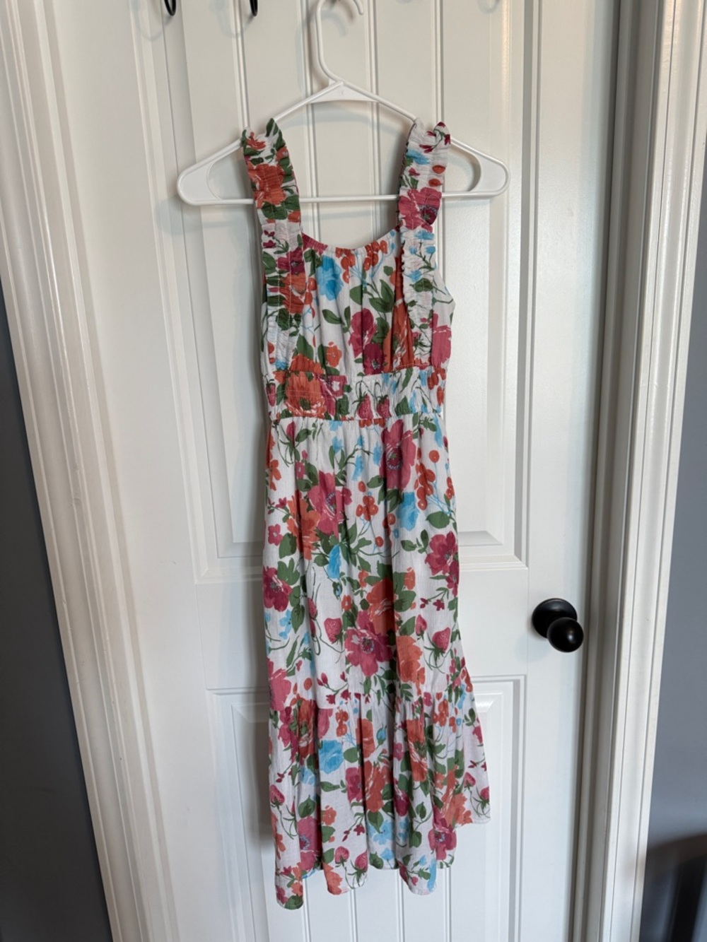 abercrombie kids White Floral Sundress with Pink, Red, Green and Blue Flowers